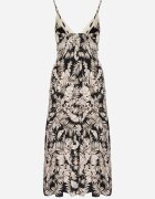 defox Rochie Neagră de bumbac Evazată cu Dantelă cu Imprimeu Tropical Alusela