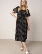 defox Rochie neagră din Bumbac Cloche cu buline Toliennea