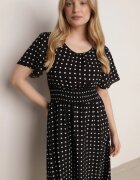 defox Rochie neagră din Bumbac Cloche cu buline Toliennea