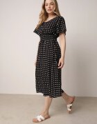 defox Rochie neagră din Bumbac Cloche cu buline Toliennea