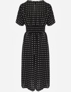 defox Rochie neagră din Bumbac Cloche cu buline Toliennea