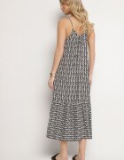 defox Rochie Neagră din bumbac cloș cu imprimeu geometric Niladora