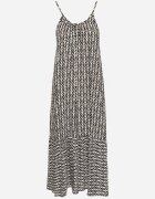 defox Rochie Neagră din bumbac cloș cu imprimeu geometric Niladora