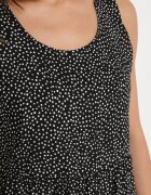 defox Rochie Neagră din bumbac cu buline cu volane Zerolia