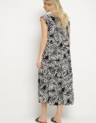 defox Rochie neagră din bumbac cu frunze cu croială evazată Divariel