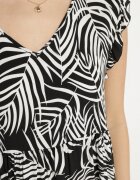 defox Rochie neagră din bumbac cu frunze cu croială evazată Divariel
