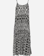 defox Rochie Neagră din Bumbac cu Motiv Geometric Koladiela