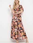 defox Rochie Neagră din Bumbac în stil boho cu bandă elastică în talie Morgaine