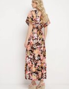 defox Rochie Neagră din Bumbac în stil boho cu bandă elastică în talie Morgaine