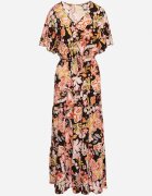 defox Rochie Neagră din Bumbac în stil boho cu bandă elastică în talie Morgaine