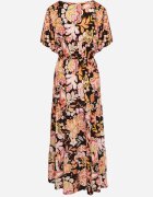 defox Rochie Neagră din Bumbac în stil boho cu bandă elastică în talie Morgaine