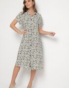 defox Rochie Neagră Din bumbac Tip cămașă Cu model Paisley Aelluria