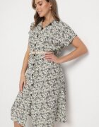 defox Rochie Neagră Din bumbac Tip cămașă Cu model Paisley Aelluria