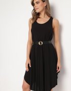 defox Rochie Neagră Evazată din Bumbac Tesaxelle