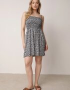 defox Rochie Negru-Alb de bumbac cu bretele ajustabile și decolteu elastic Risetta