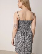 defox Rochie Negru-Alb de bumbac cu bretele ajustabile și decolteu elastic Risetta