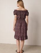 defox Rochie Negru-Roșie Spaniolă din Bumbac cu Elastic în Talie Viliana