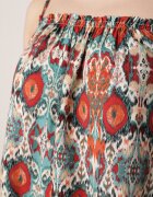 defox Rochie Portocalie-Albastră din bumbac cu croială evazată cu bretele Tesarae