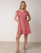 defox Rochie Roșie Cloș din Bumbac Florală cu nasturi Ronelle
