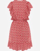 defox Rochie Roșie Cloș din Bumbac Florală cu nasturi Ronelle