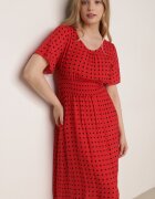 defox Rochie Roșie din Bumbac Cloche cu buline Toliennea
