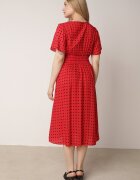 defox Rochie Roșie din Bumbac Cloche cu buline Toliennea