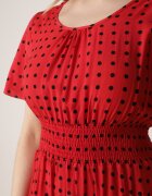 defox Rochie Roșie din Bumbac Cloche cu buline Toliennea