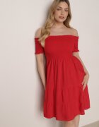 defox Rochie roșie din bumbac stil spaniol Tolowena