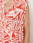 defox Rochie Roșie Evazată din bumbac cu model geometric Annivaria