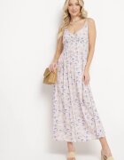 defox Rochie Roz deschis Din bumbac Cloche cu imprimeu floral cu bretele reglabile Rosapia