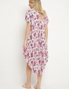 defox Rochie Roz din bumbac cu tiv asimetric cu flori Nativienne