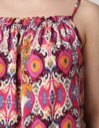 defox Rochie Roz-Portocalie din bumbac cu croi evazat cu bretele Tesarae