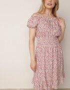 defox Rochie spaniolă Alb-Roșie din bumbac cu elastic în talie Viliana