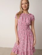 defox Rochie tip spaniolă Roz din bumbac florală cu elastic încrețit în talie Rosaliya