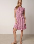 defox Rochie tip spaniolă Roz din bumbac florală cu elastic încrețit în talie Rosaliya