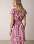 defox Rochie tip spaniolă Roz din bumbac florală cu elastic încrețit în talie Rosaliya