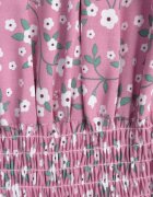 defox Rochie tip spaniolă Roz din bumbac florală cu elastic încrețit în talie Rosaliya