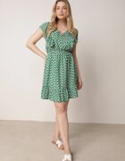 defox Rochie Verde Cloș din bumbac cu flori cu nasturi Ronelle