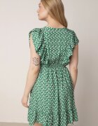 defox Rochie Verde Cloș din bumbac cu flori cu nasturi Ronelle