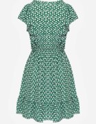 defox Rochie Verde Cloș din bumbac cu flori cu nasturi Ronelle