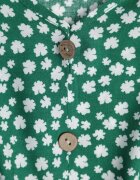 defox Rochie Verde Cloș din bumbac cu flori cu nasturi Ronelle