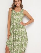 defox Rochie verde de bumbac cloș cu imprimeu abstract Natiliana