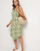 defox Rochie verde de bumbac cloș cu imprimeu abstract Natiliana