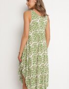 defox Rochie verde de bumbac cloș cu imprimeu abstract Natiliana
