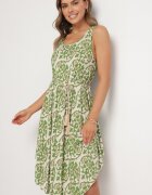 defox Rochie verde de bumbac cloș cu imprimeu abstract Natiliana