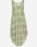 defox Rochie verde de bumbac cloș cu imprimeu abstract Natiliana