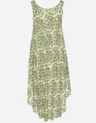 defox Rochie verde de bumbac cloș cu imprimeu abstract Natiliana