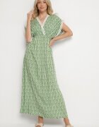defox Rochie Verde de Bumbac Cloș cu inserții din dantelă Laniwena