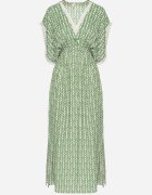 defox Rochie Verde de Bumbac Cloș cu inserții din dantelă Laniwena