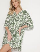defox Rochie Verde De bumbac Cloș cu nasturi Janisse